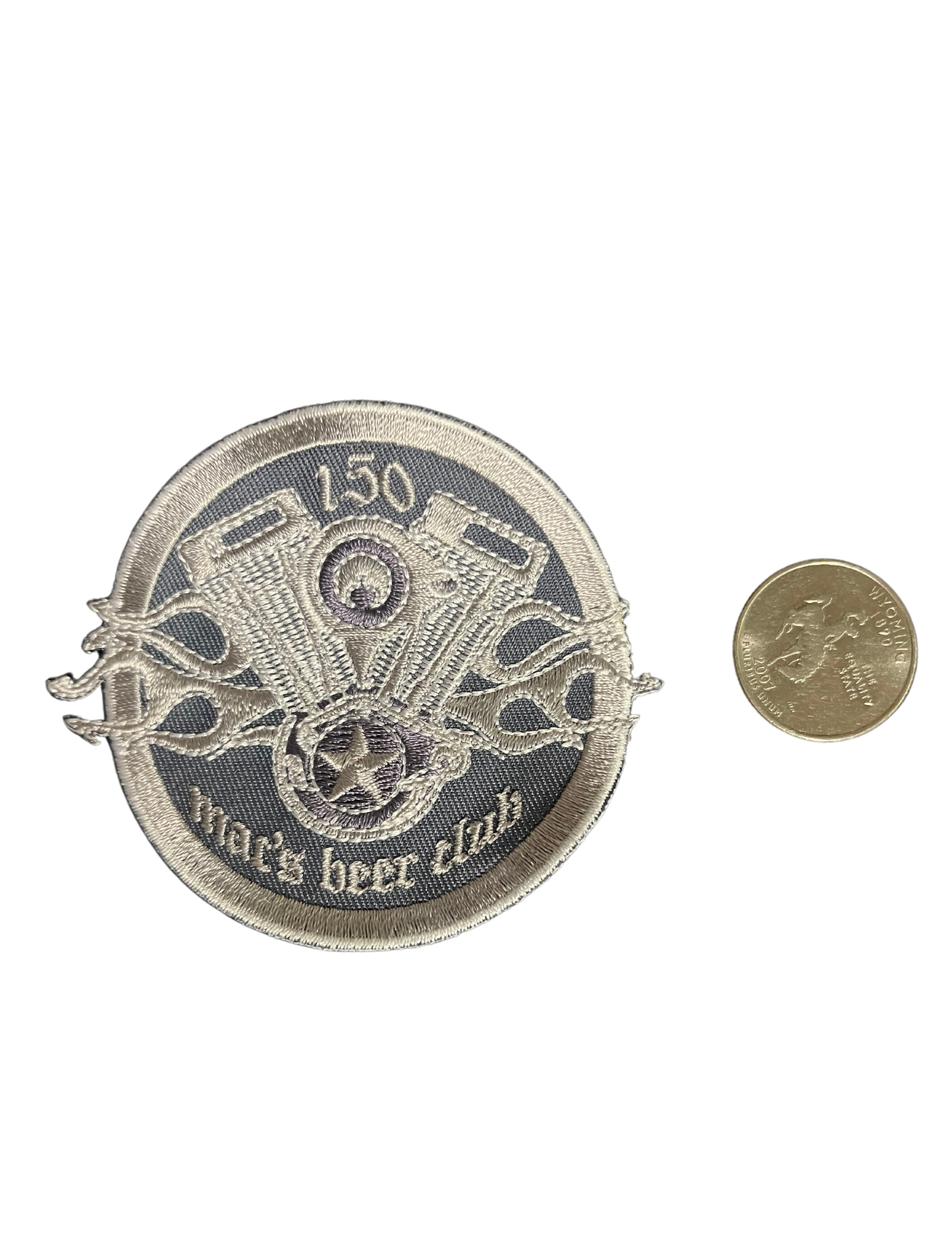 Silver V-Twin Flame Patch